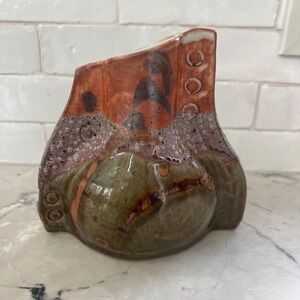 Artist pottery vase in earth tones